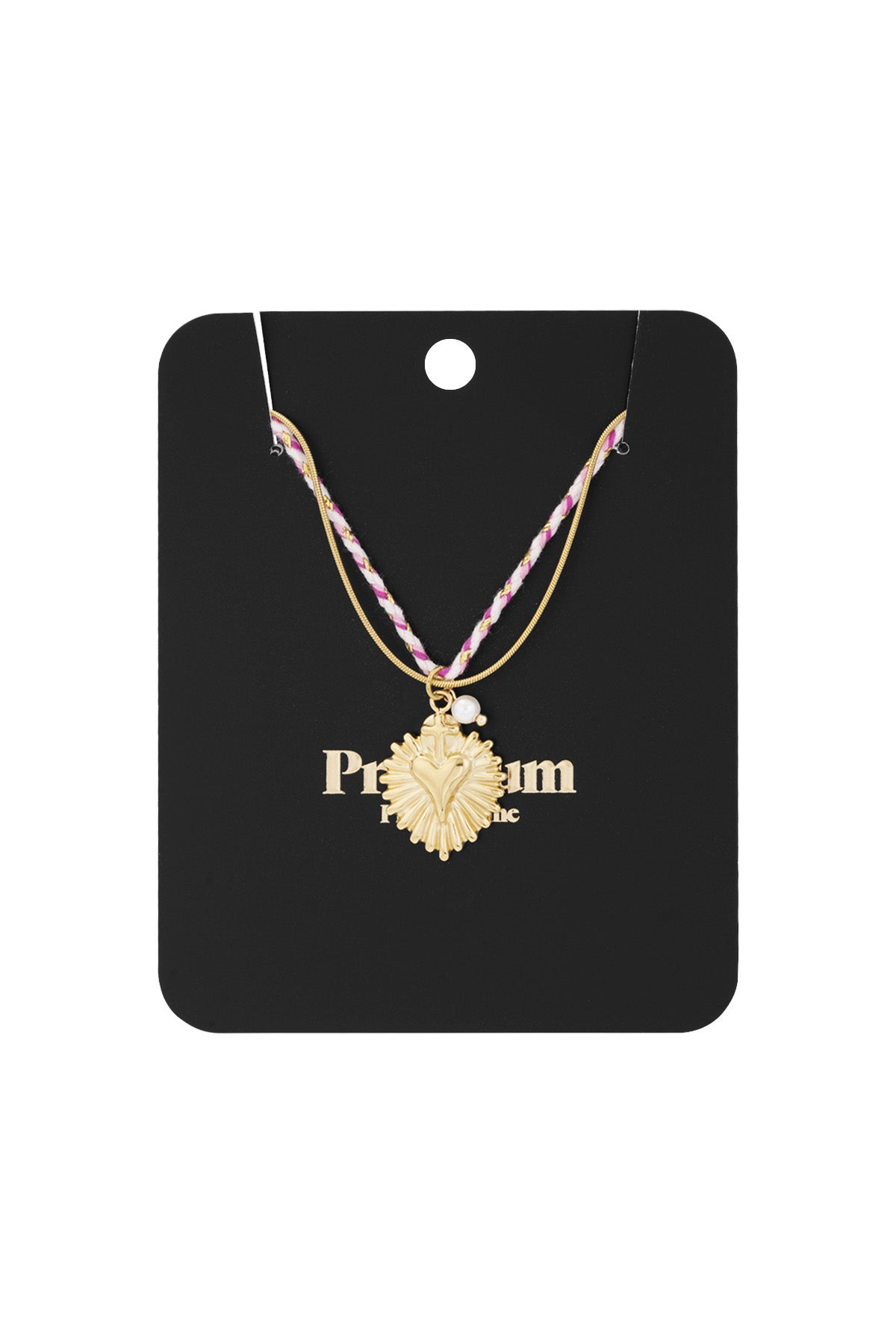 necklace colorful heartbeat - pink &