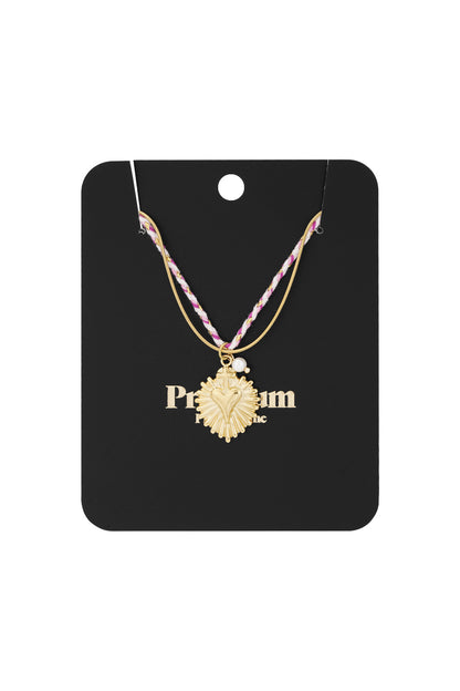 necklace colorful heartbeat - pink &