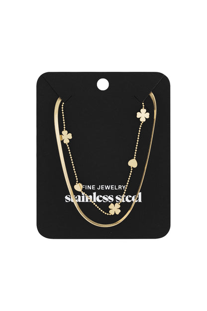 double necklace clover heart