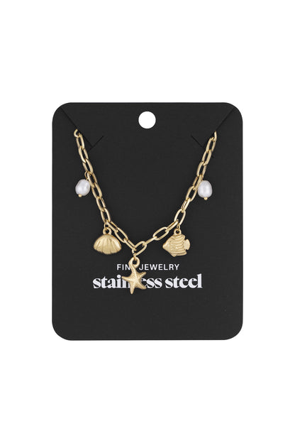 short necklace with beach charms