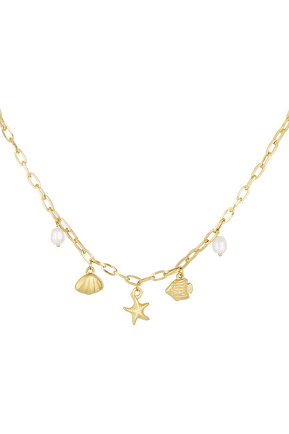 short necklace with beach charms