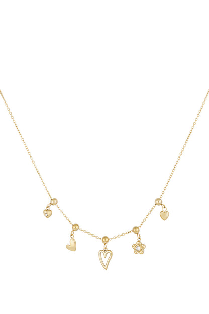 charm necklace flowers and hearts