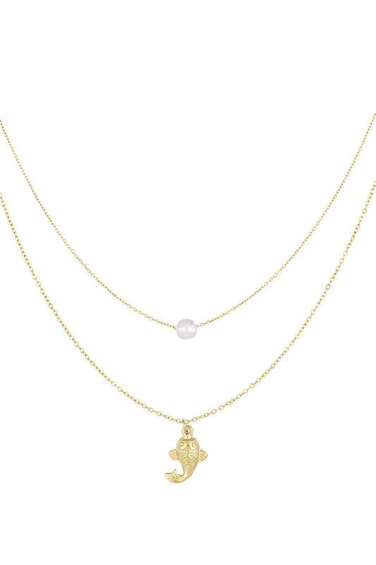 Fish and pearl Necklace