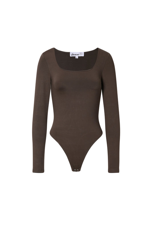 Knitted Nylon Shapewear Bodysuit Basic Solid Color