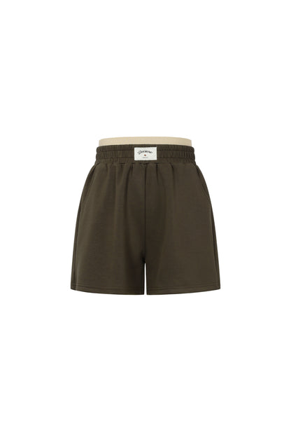 Knitted Polyester Fiber Women's Casual Shorts Sporty Solid Color