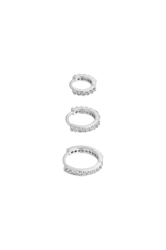 Earrings Set of Circles Silver Color Copper