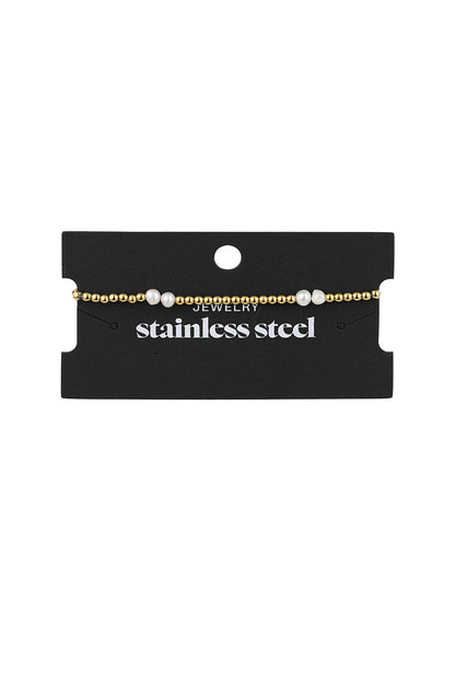 Bracelet pearl mix Gold Color Stainless Steel