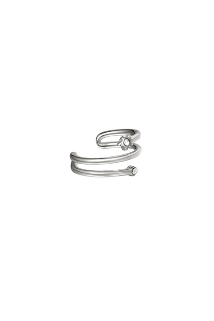 Earcuff spiral with small stones Silver Color Stainless Steel