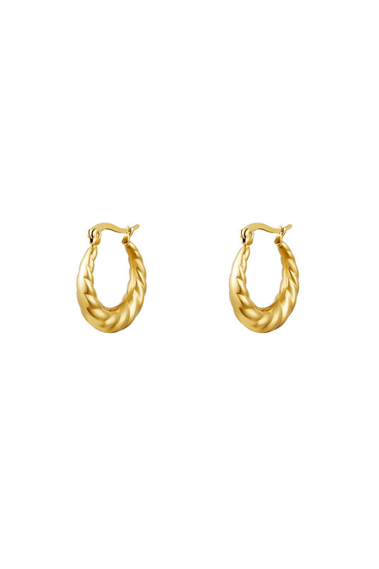 Earrings Baguette Gold Color Stainless Steel