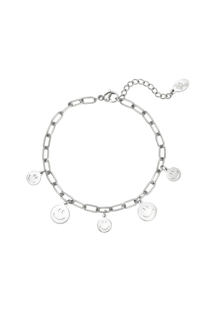 Bracelet multiple smileys Gold Color Stainless Steel
