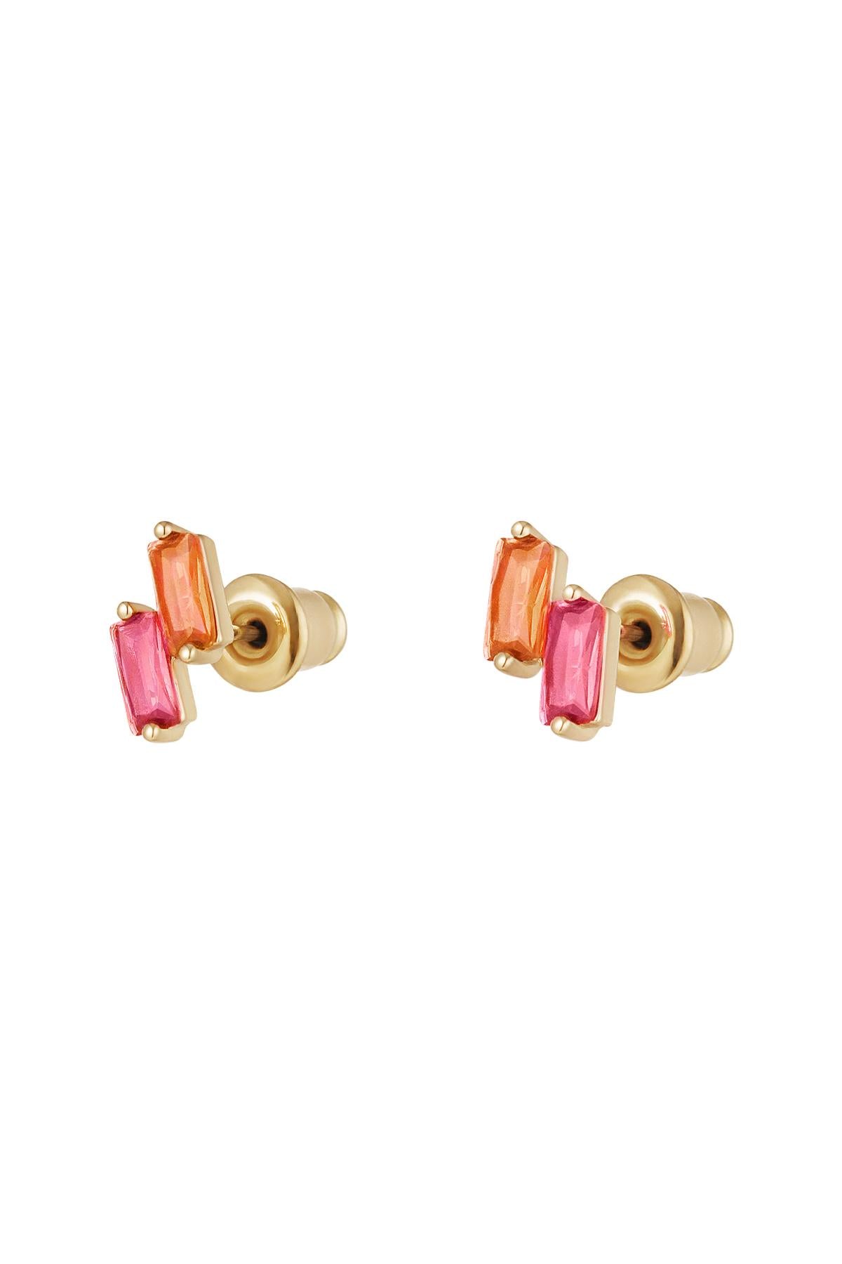 Ear studs colored stones - Sparkle collection Gold color Copper