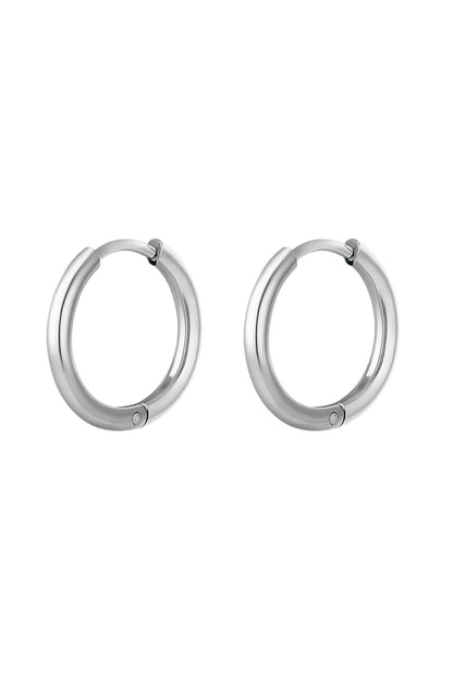 Creoles simple M Gold Color Stainless Steel