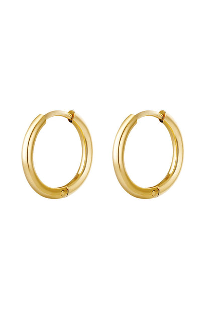 Creoles simple M Gold Color Stainless Steel