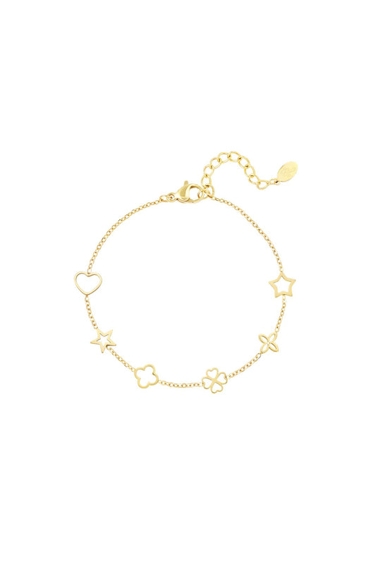 Bracelet with figures Gold Color Stainless Steel