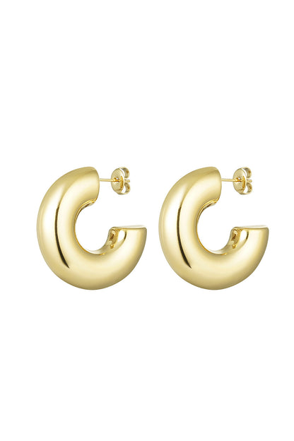 Ear studs half round basic large Gold Color Stainless Steel