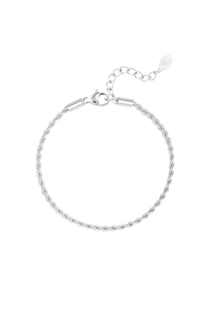 Bracelet jasseron twisted narrow - Silver color-2.0MM