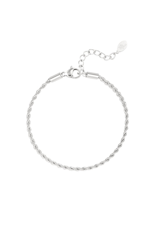 Bracelet jasseron twisted narrow - Silver color-2.0MM