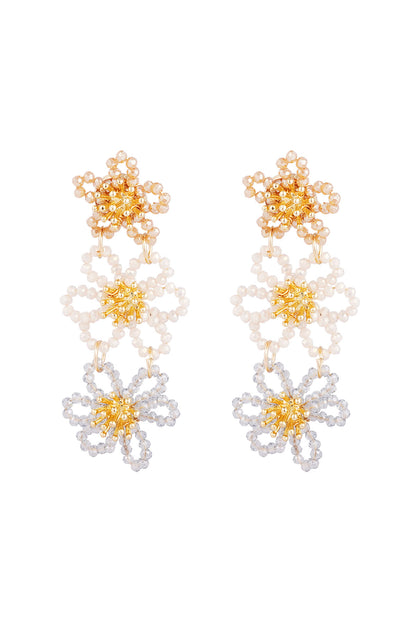 Flower party statement earrings - orange/purple
