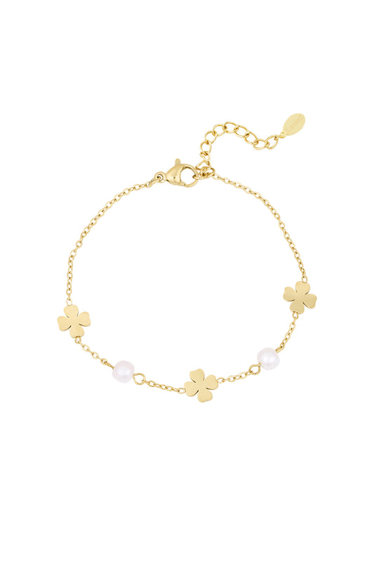 bracelet pearl and clover