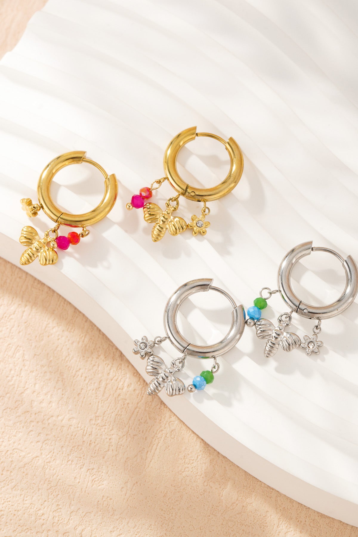 bee charm earrings