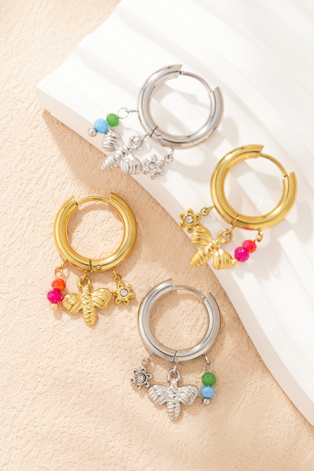 bee charm earrings