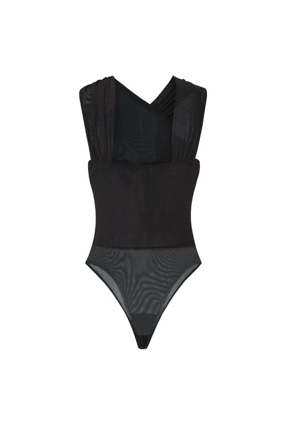 Spandex Shapewear Bodysuit One-Shoulder Design Contouring Fit