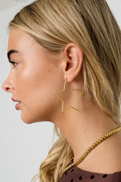 Stainless Steel Hoop Earrings Star Casual Daily Simple Series Women's jewelry
