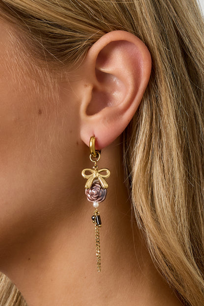 Stainless Steel Drop Earrings Flower Casual Daily Simple Series Women's jewelry