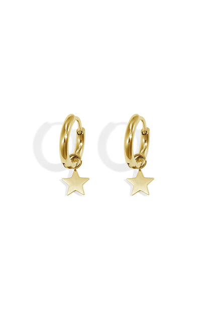 Earrings Star Silver Color Stainless Steel