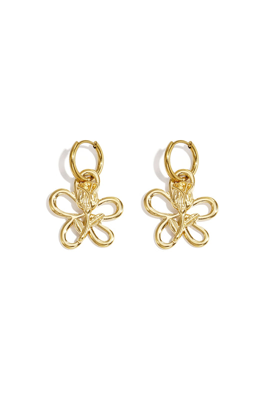 Earrings with rose in flower pendant