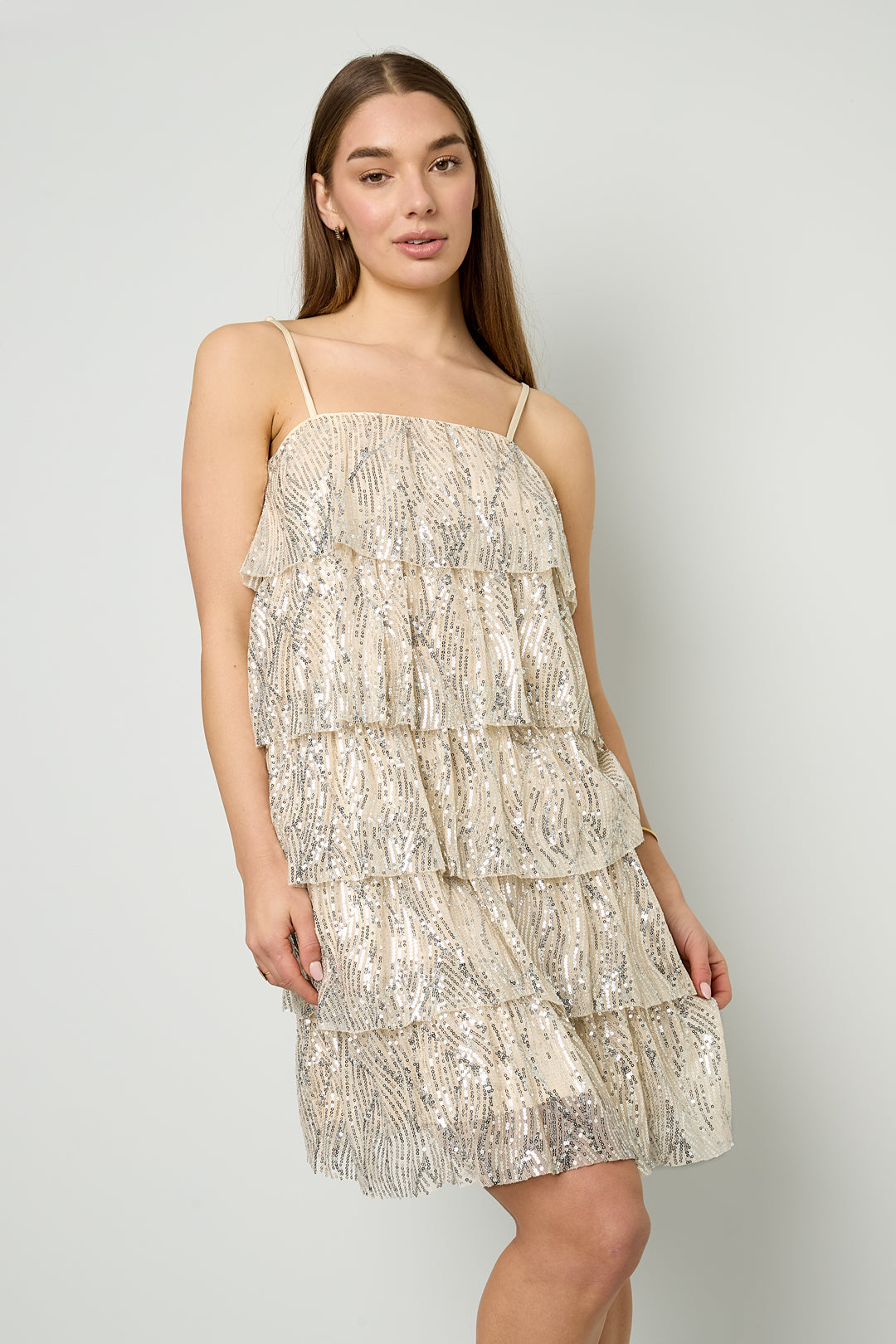 Woven Polyester Fiber Women's Mini Dress Elegant Sequins
