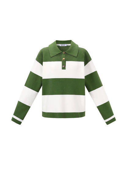 Knitted Viscose Women's Polo Sweater Stripes Fall/Winter