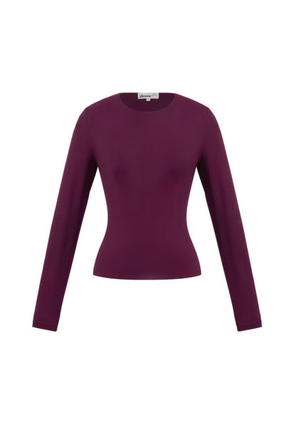 Knitted Nylon Women's Long Sleeve Top Basic Solid Color
