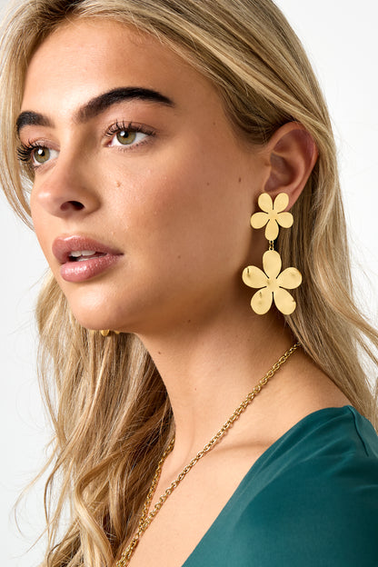 Stainless Steel Drop Earrings Flower Casual Daily Simple Series Women's jewelry