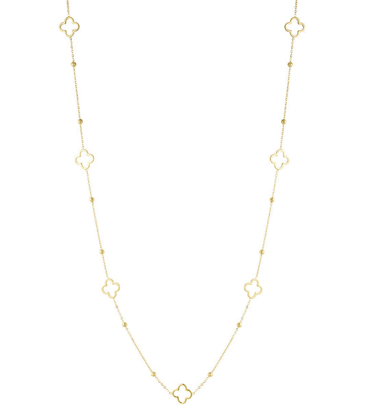 Long necklace with clover charms - Silver Color color