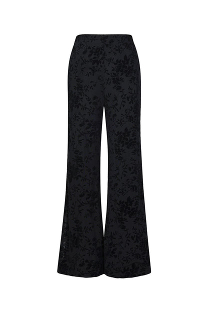 Mesh pants with suede floral print – designed to match