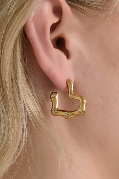 Stainless Steel Hoop Earrings Heart Daily Daily  Women's jewelry