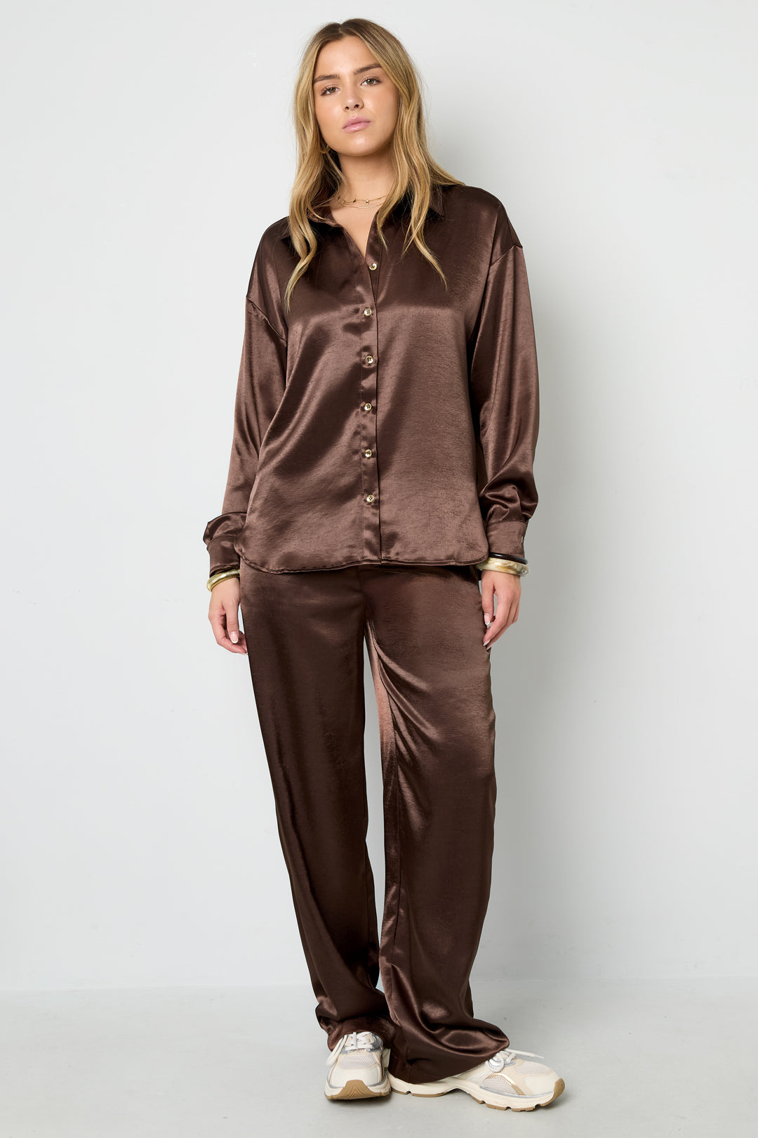 Woven Polyester Fiber Women's Blouse Casual Solid Color Basic