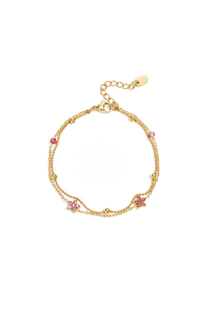 Stainless Steel Charm Bracelets Flower Casual Daily Simple Series Women's jewelry