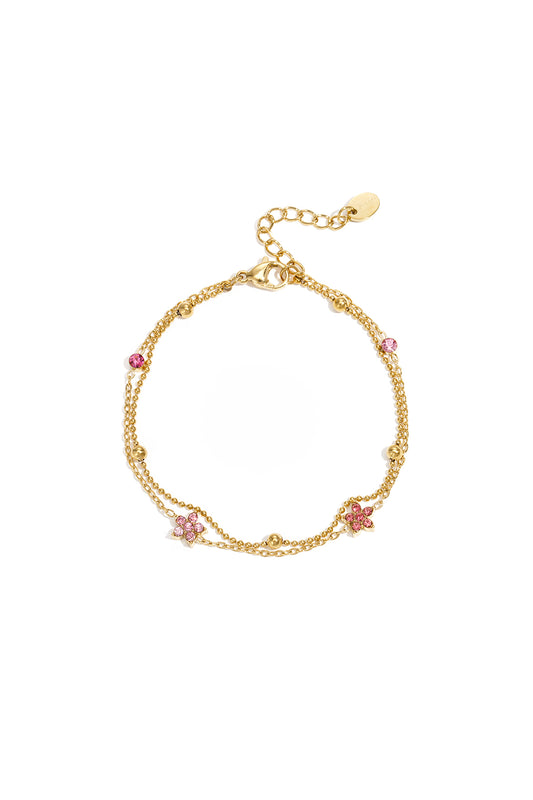 Stainless Steel Charm Bracelets Flower Casual Daily Simple Series Women's jewelry