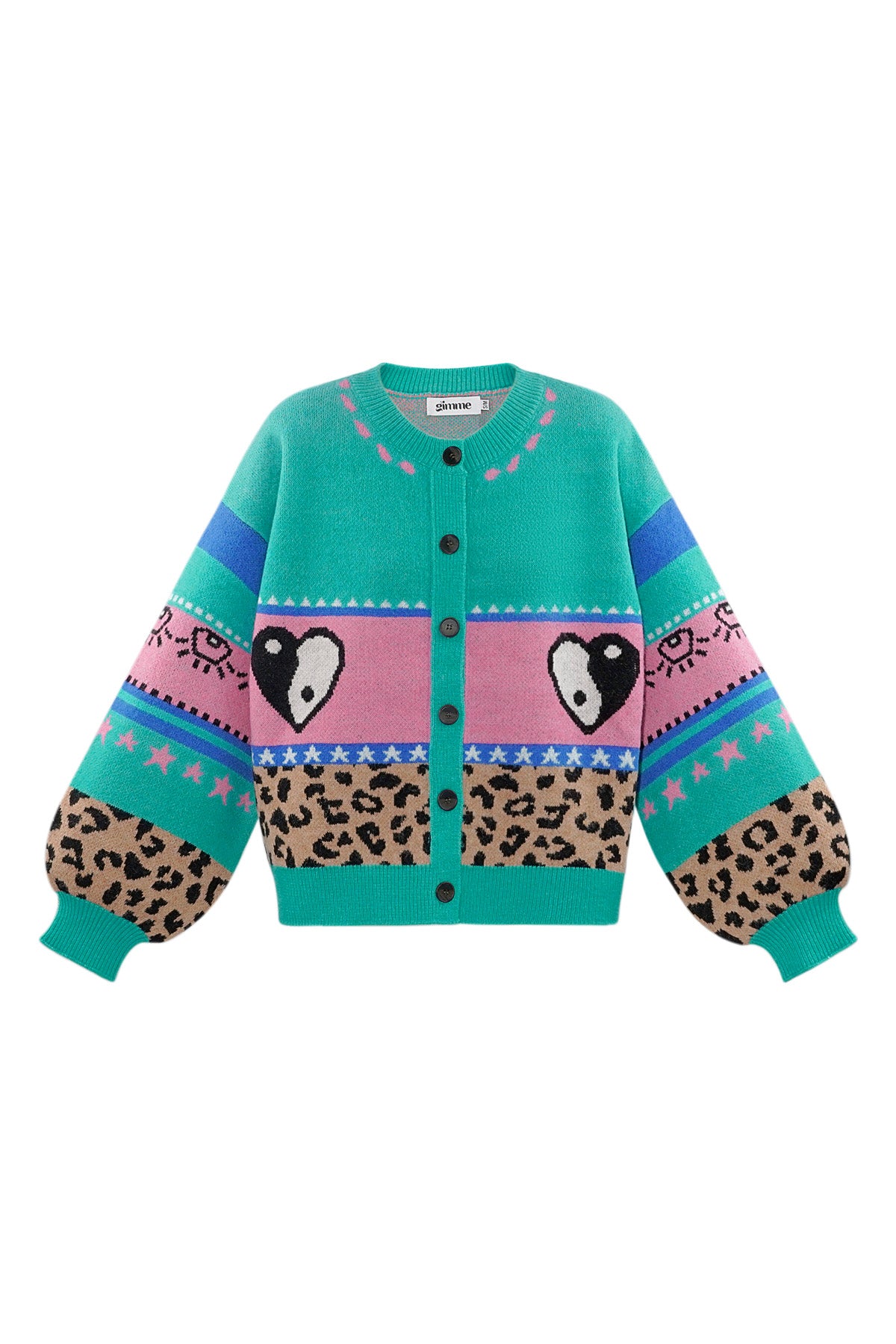 Knitted Wool Blend Women's Cardigan Oversized Patterned Design