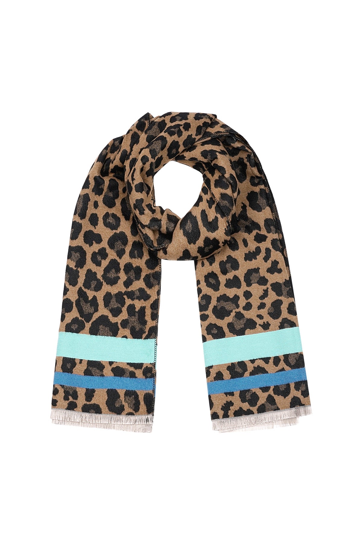 panther scarf with colored stripes