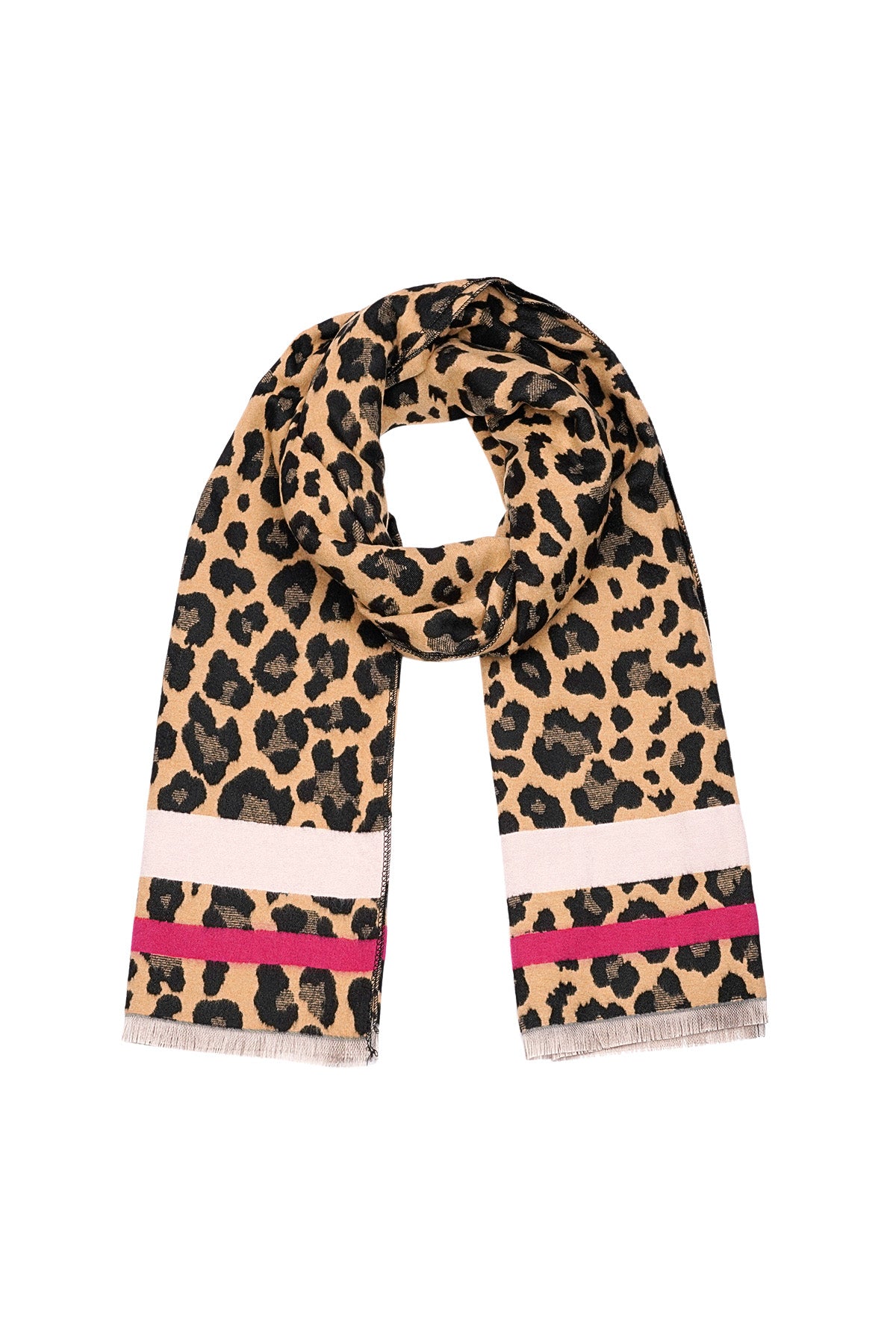 panther scarf with colored stripes