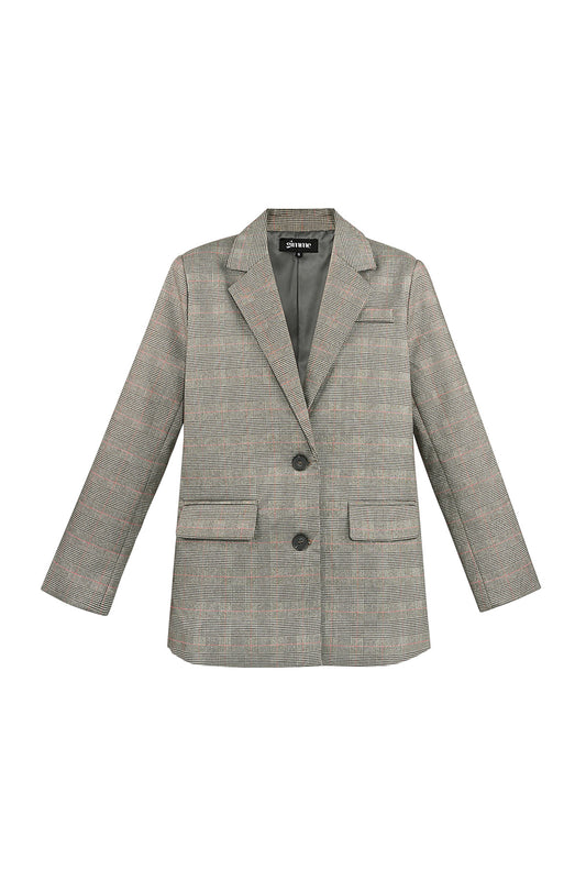 Polyester Fiber Women's Suit Set Conservative Checkered Fall/Winter