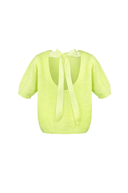 Nylon Women's Short Sleeve Top Knitted Back Tie Design