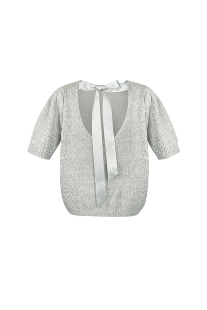 Nylon Women's Short Sleeve Top Knitted Back Tie Design