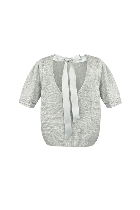 Nylon Women's Short Sleeve Top Knitted Back Tie Design
