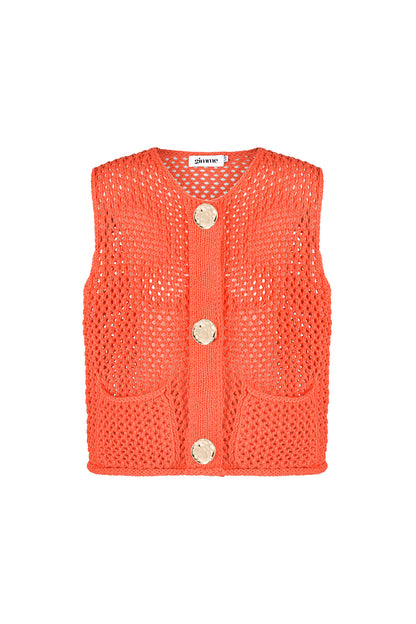 Knitted Polyester Women's Knit Spencer Openwork Design