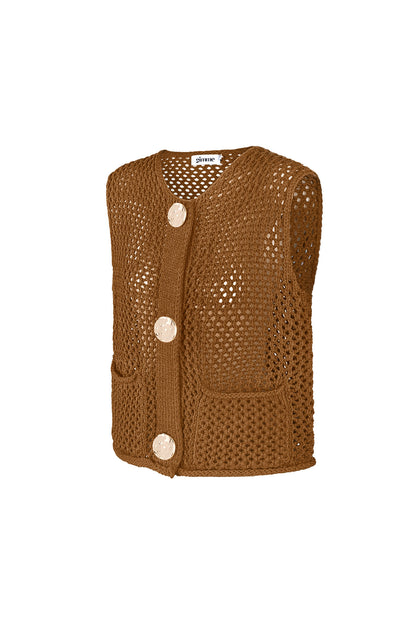 Knitted Polyester Women's Knit Spencer Openwork Design