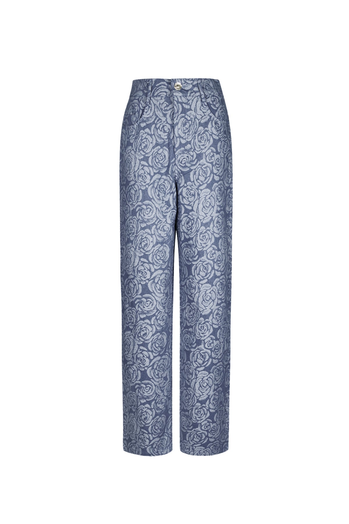 Cotton Woven Women's Straight Leg Pants Casual Floral Print